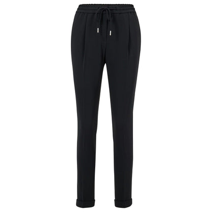 Black - Front - Boss Womens-Ladies Tariyana9 Drawstring Regular Trousers
