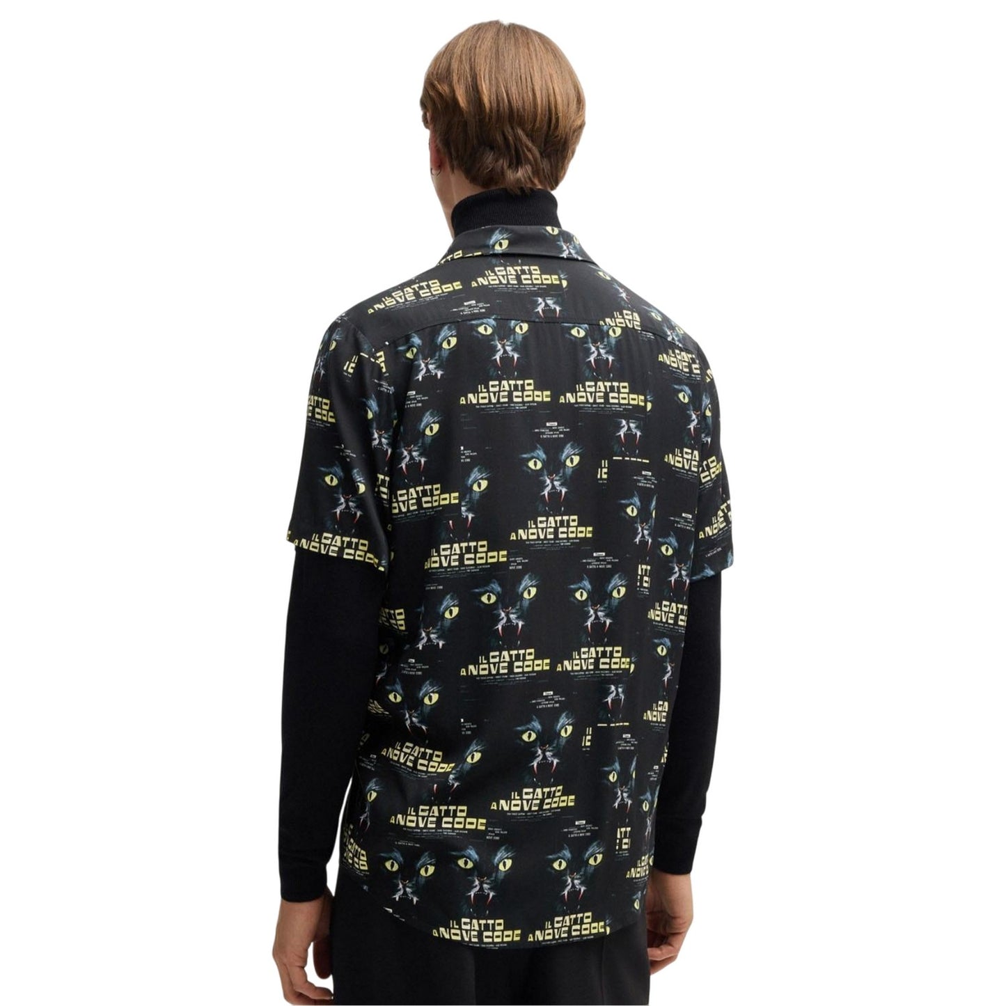 Black - Back - Hugo Mens Ellino Graphic Print 70s Shirt