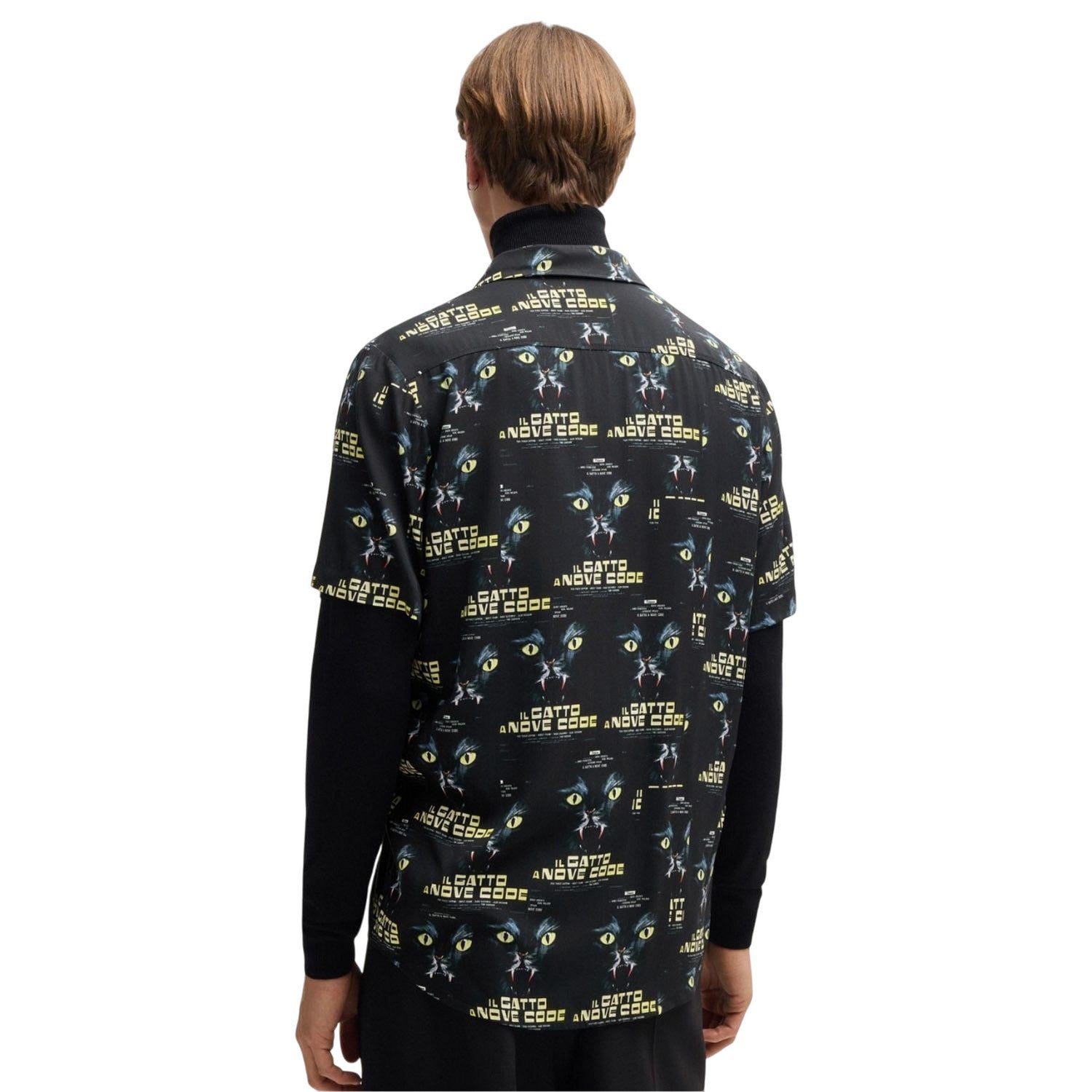 Black - Back - Hugo Mens Ellino Graphic Print 70s Shirt