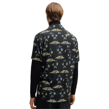 Black - Back - Hugo Mens Ellino Graphic Print 70s Shirt