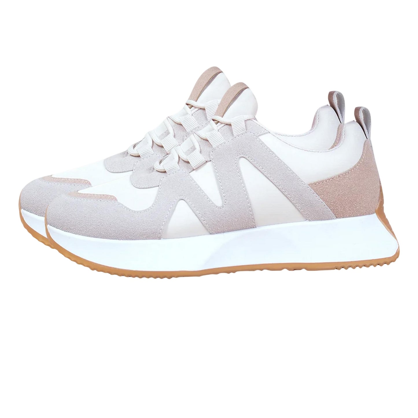 Beige - Back - Where´s That From Womens-Ladies Suede Running Trainers