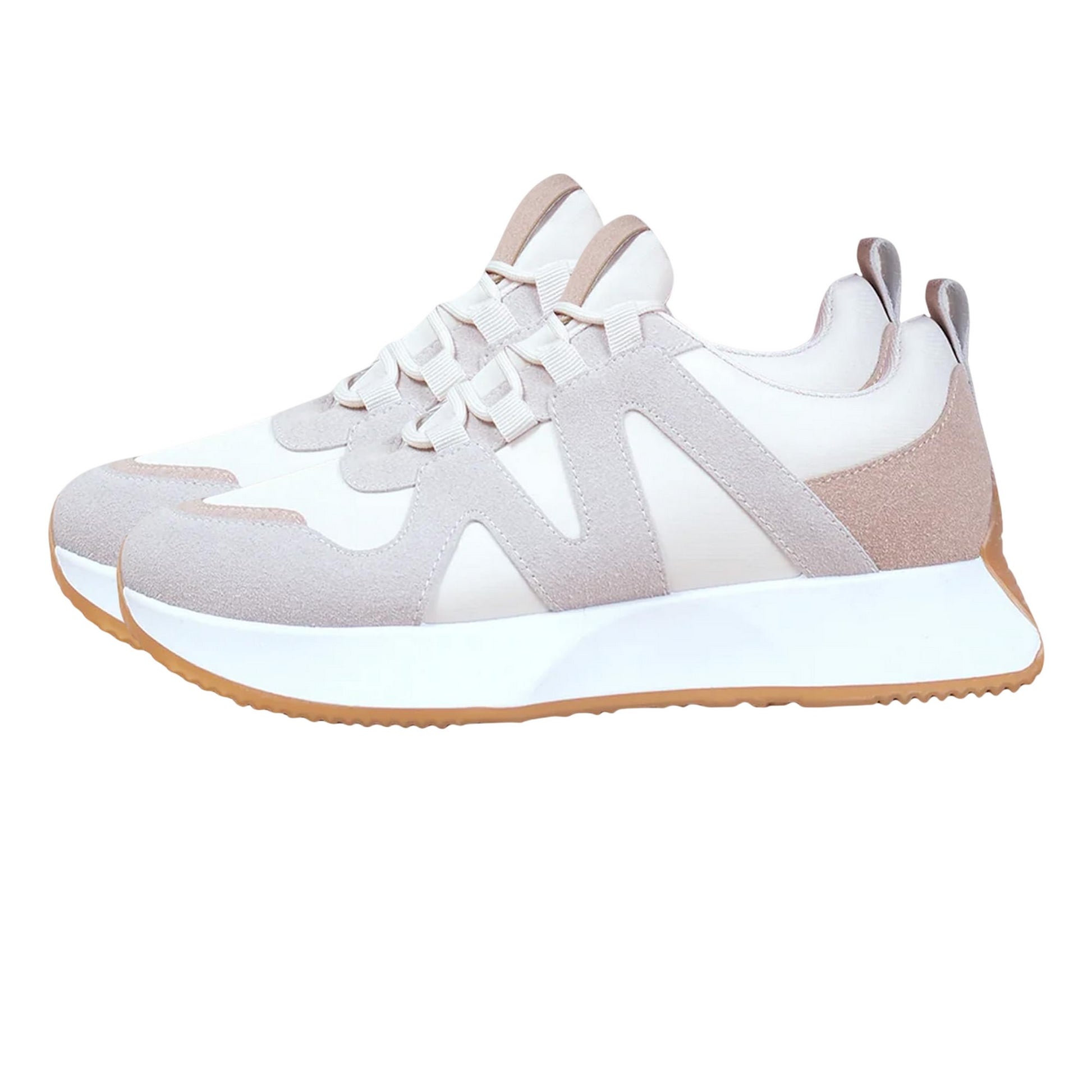 Beige - Back - Where´s That From Womens-Ladies Suede Running Trainers