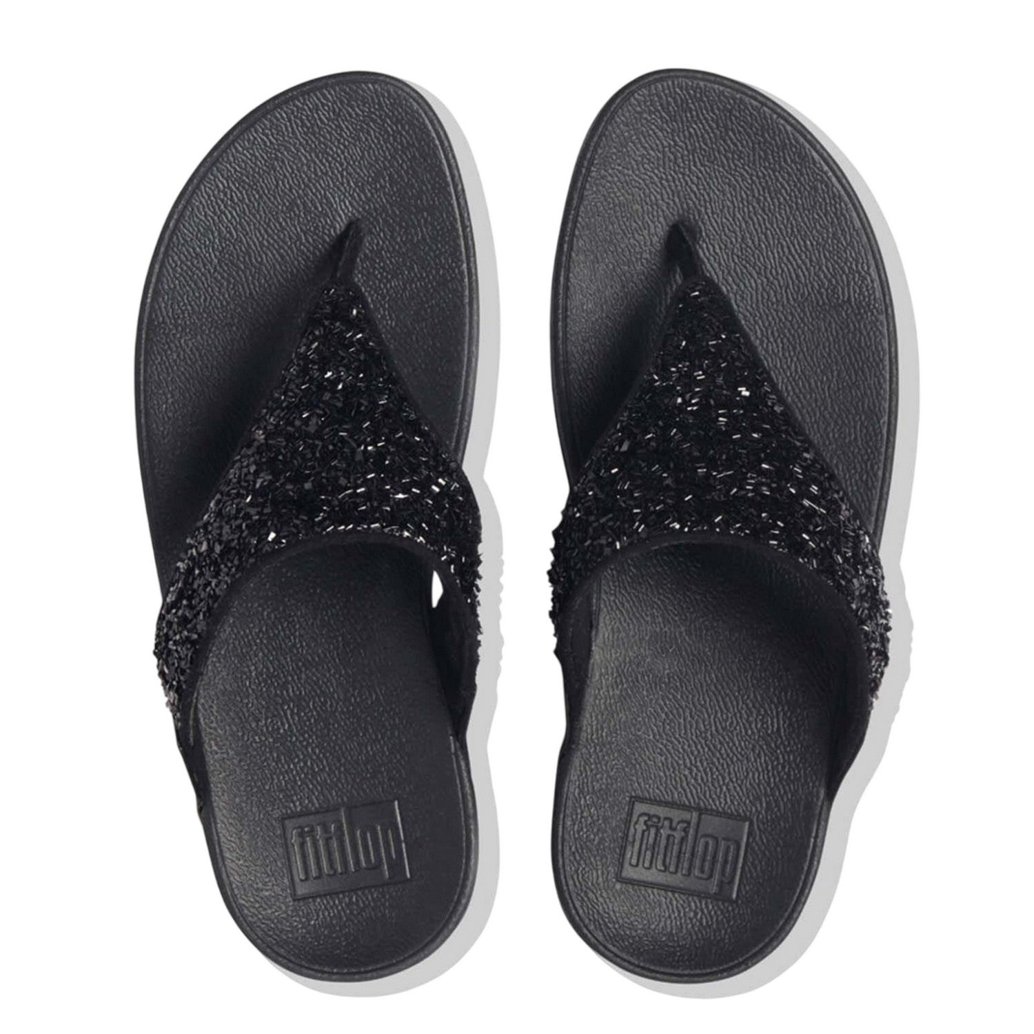 Black - Side - Fit Flop Womens-Ladies Shimmer Foil Sandals