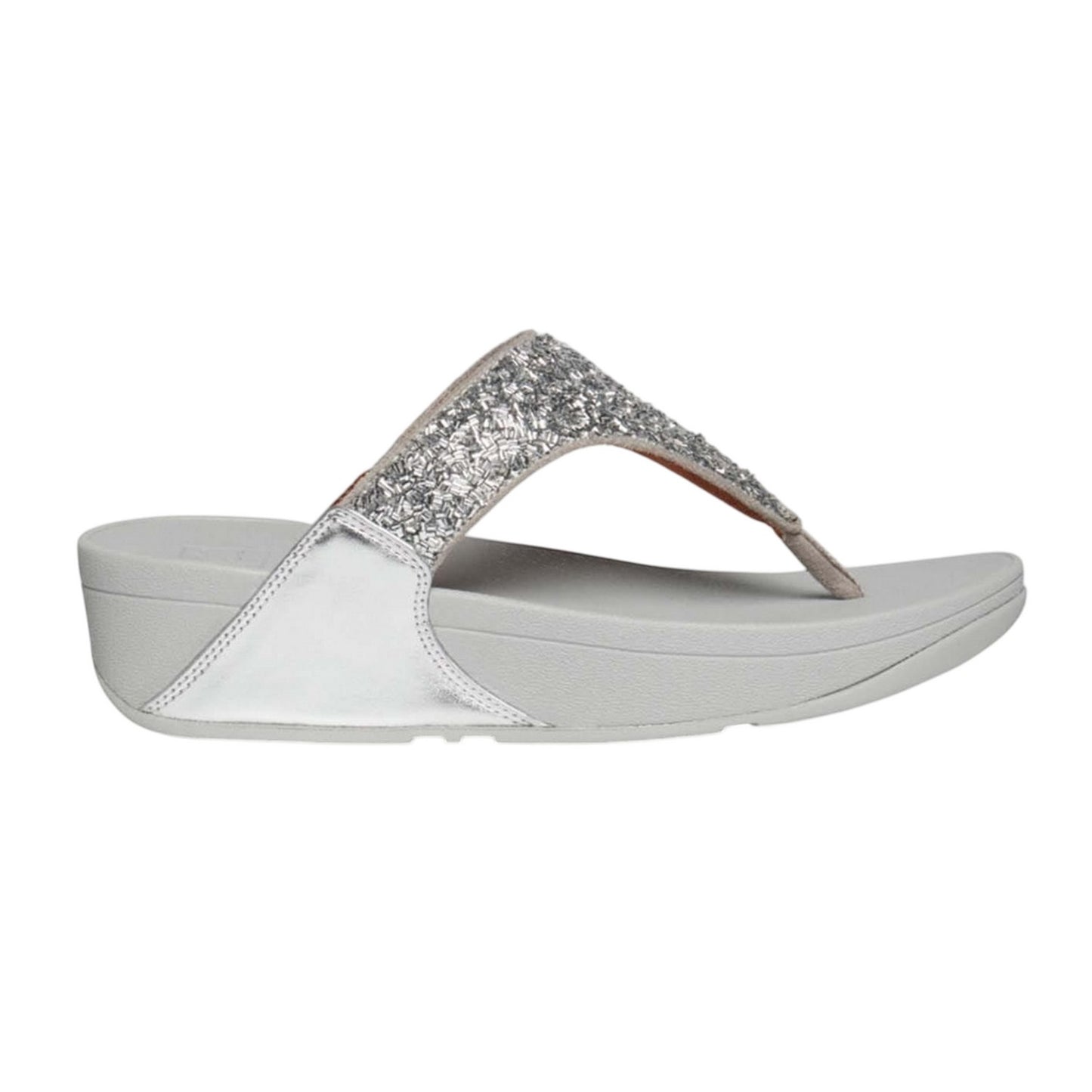 Silver - Back - Fit Flop Womens-Ladies Shimmer Foil Sandals