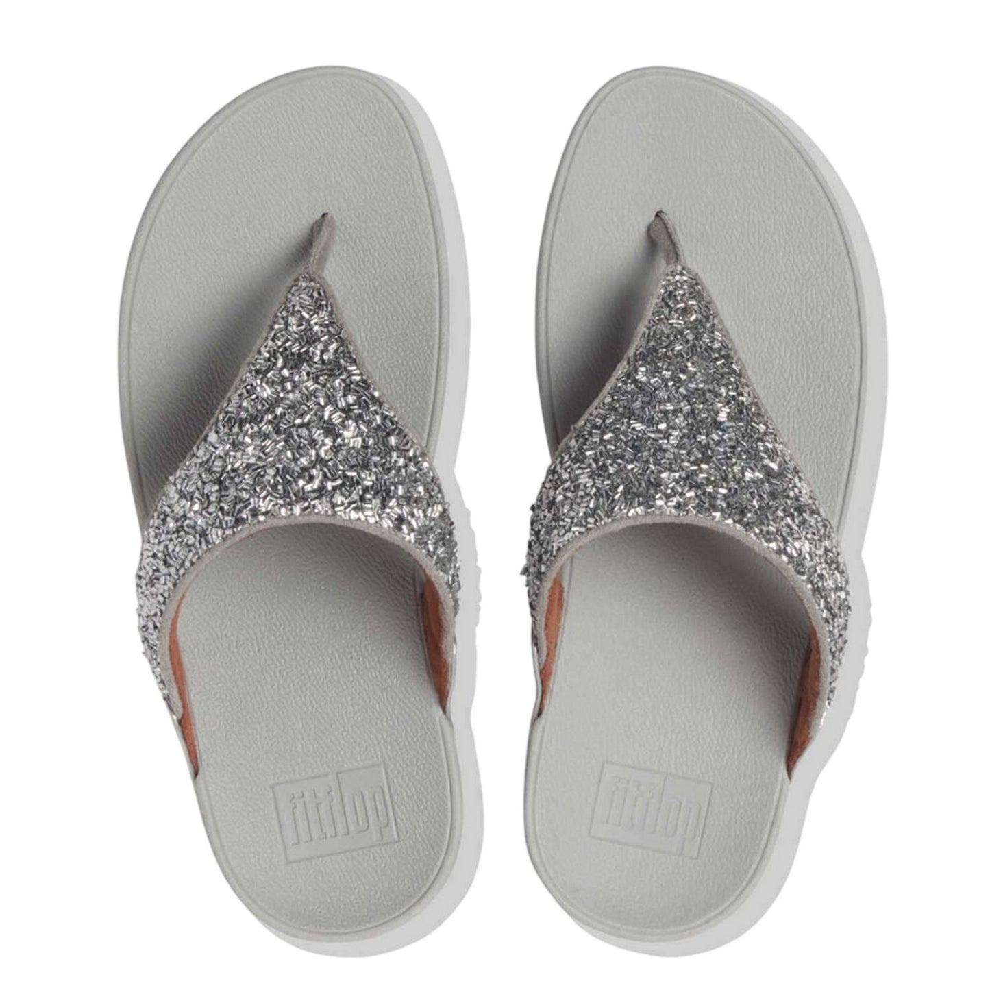 Silver - Side - Fit Flop Womens-Ladies Shimmer Foil Sandals