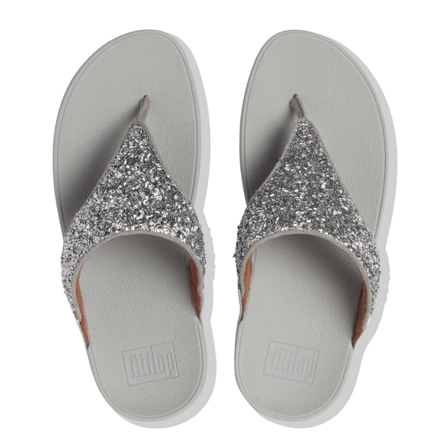 Silver - Side - Fit Flop Womens-Ladies Shimmer Foil Sandals