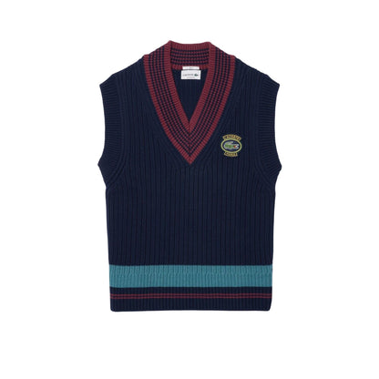 Navy - Front - Lacoste Womens-Ladies Heavy Cotton Tennis Sweater Top
