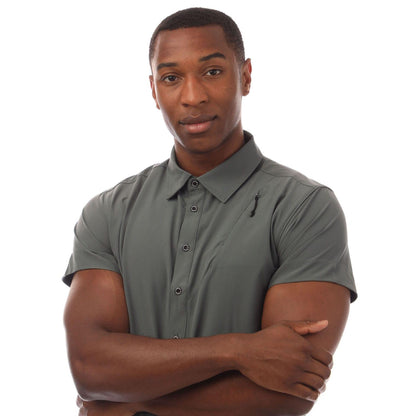 Green - Side - Icepeak Mens Brewster Short-Sleeved Shirt