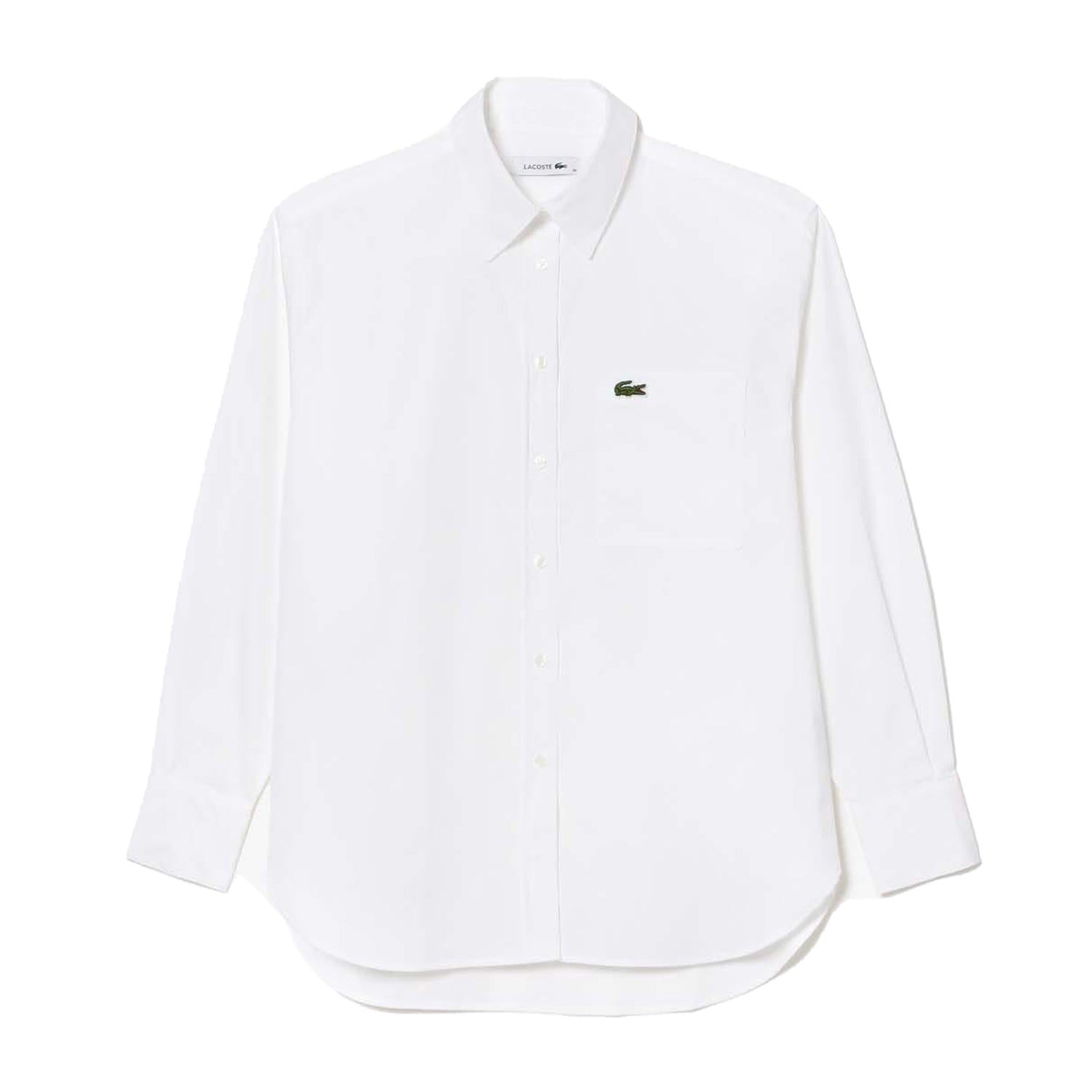White - Front - Lacoste Womens-Ladies Pocket Oversized Shirt