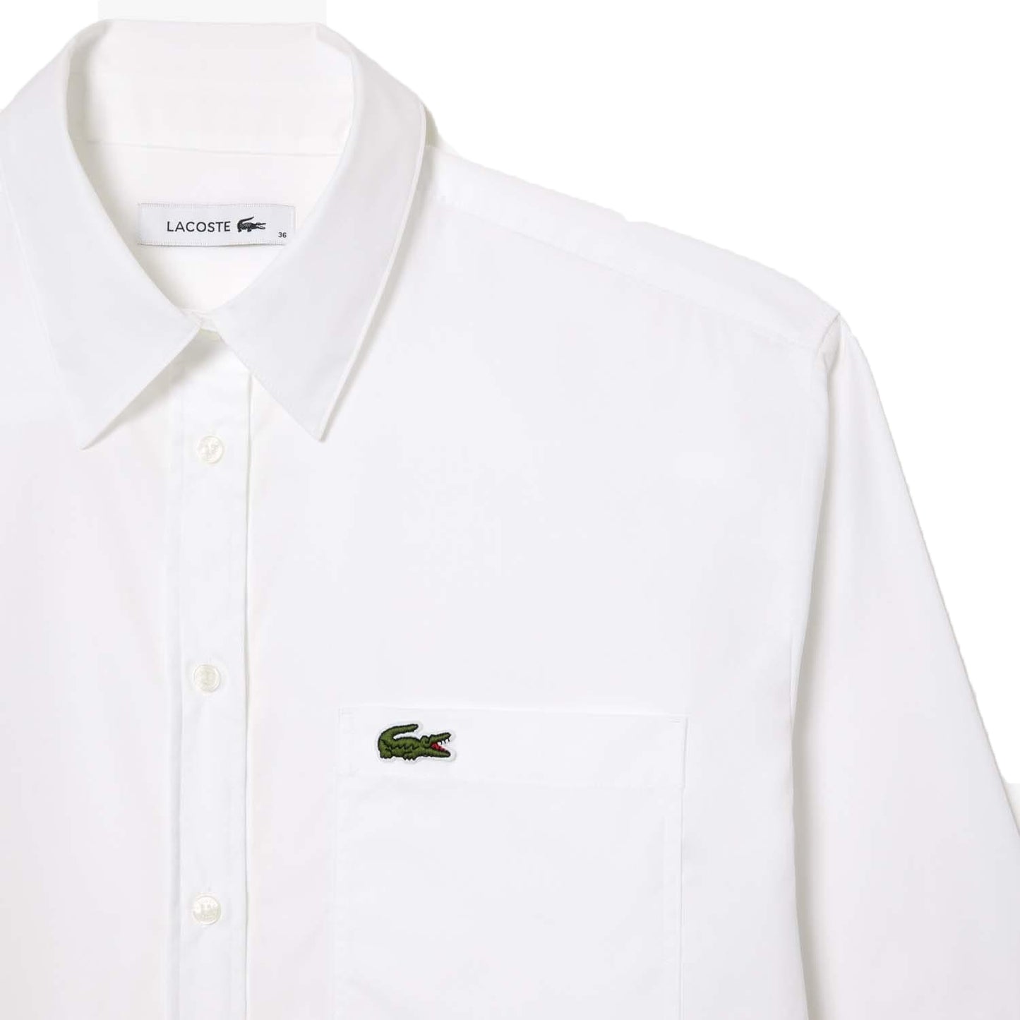 White - Side - Lacoste Womens-Ladies Pocket Oversized Shirt
