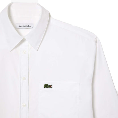 White - Side - Lacoste Womens-Ladies Pocket Oversized Shirt