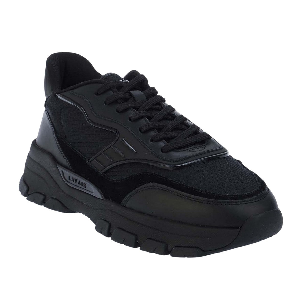 Black - Front - Lavair Mens Pacific 2.0 Leather Trainers