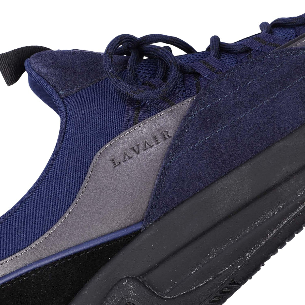 Navy - Close up - Lavair Unisex Adult Creator Suede Trainers