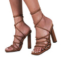 Brown - Front - No Doubt Womens-Ladies Strappy Leather High Heels