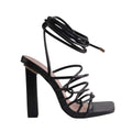 Black - Front - No Doubt Womens-Ladies Strappy Leather High Heels