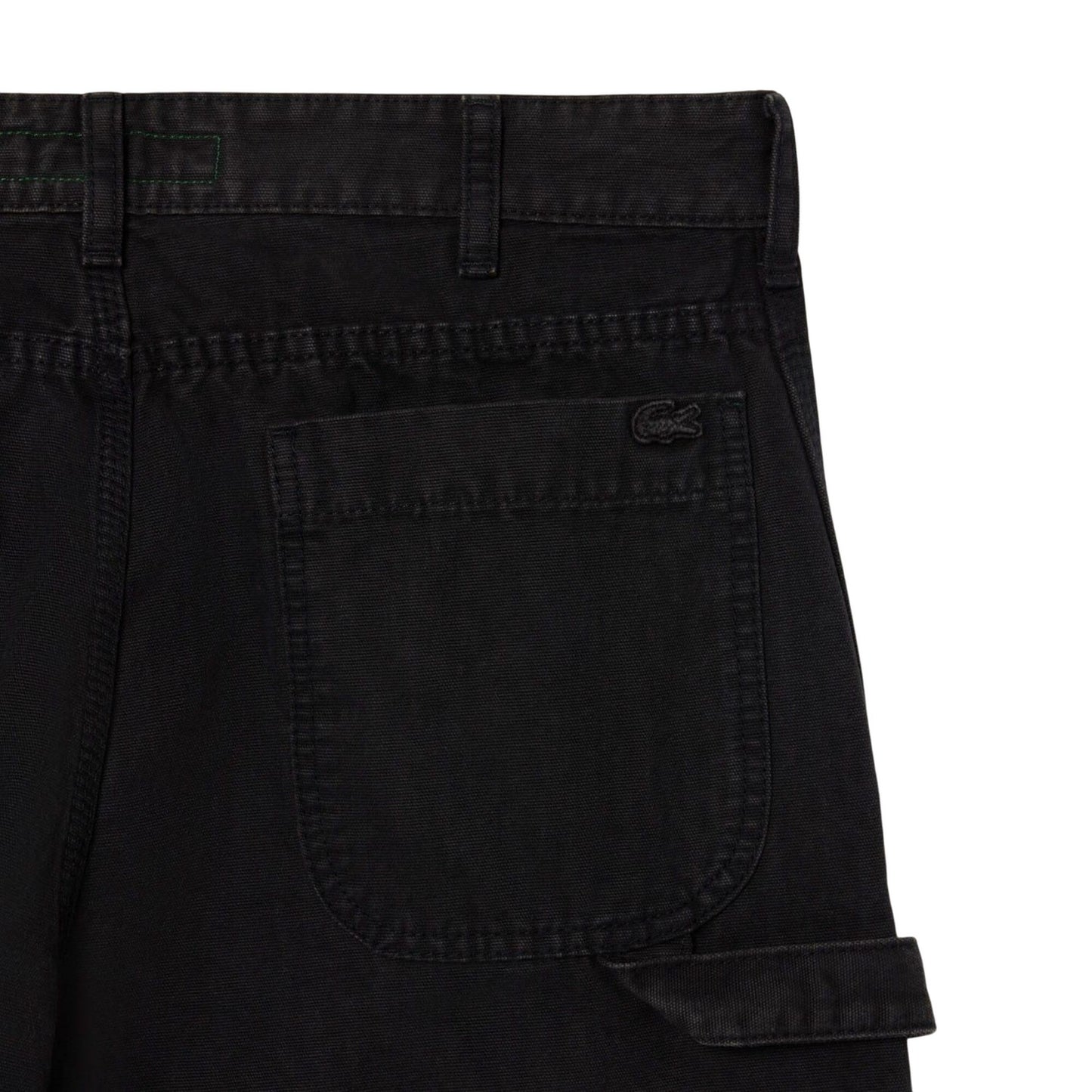 Black - Side - Lacoste Mens Cotton Canvas Carpenter Straight Trousers