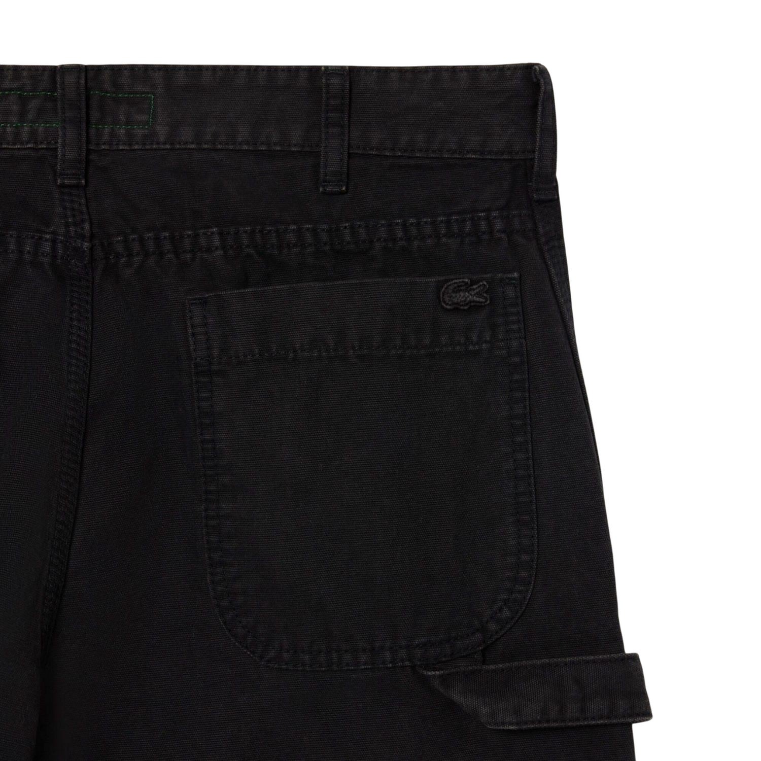 Black - Side - Lacoste Mens Cotton Canvas Carpenter Straight Trousers
