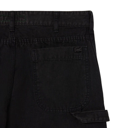 Black - Side - Lacoste Mens Cotton Canvas Carpenter Straight Trousers