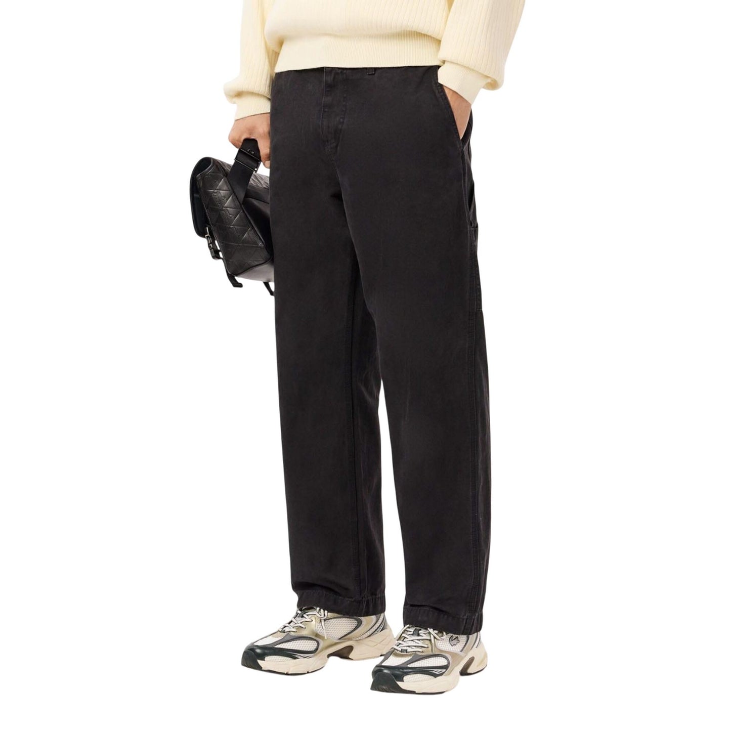 Black - Lifestyle - Lacoste Mens Cotton Canvas Carpenter Straight Trousers