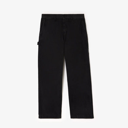 Black - Front - Lacoste Mens Cotton Canvas Carpenter Straight Trousers