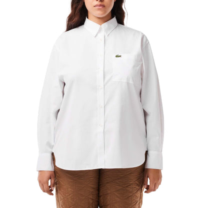 White - Back - Lacoste Womens-Ladies Pocket Oversized Shirt