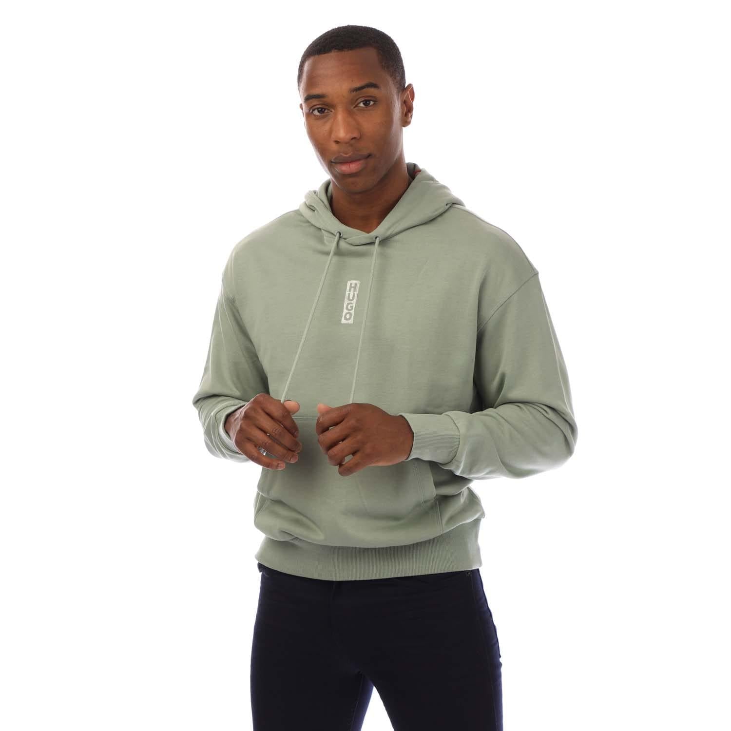 Green - Front - Hugo Boss Mens Diushi Hoodie