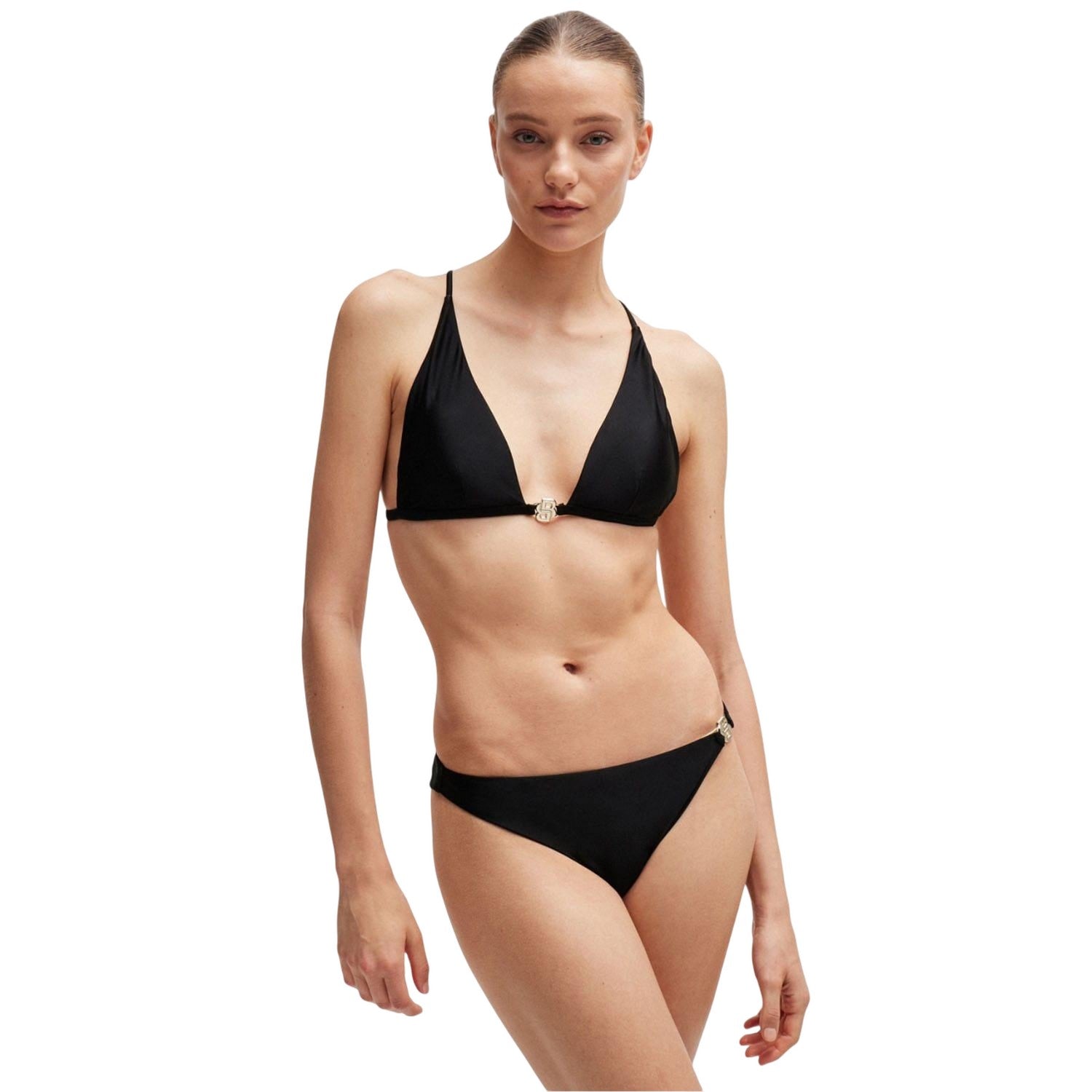 Black - Pack Shot - Boss Womens-Ladies Double B Monogram Bikini Top