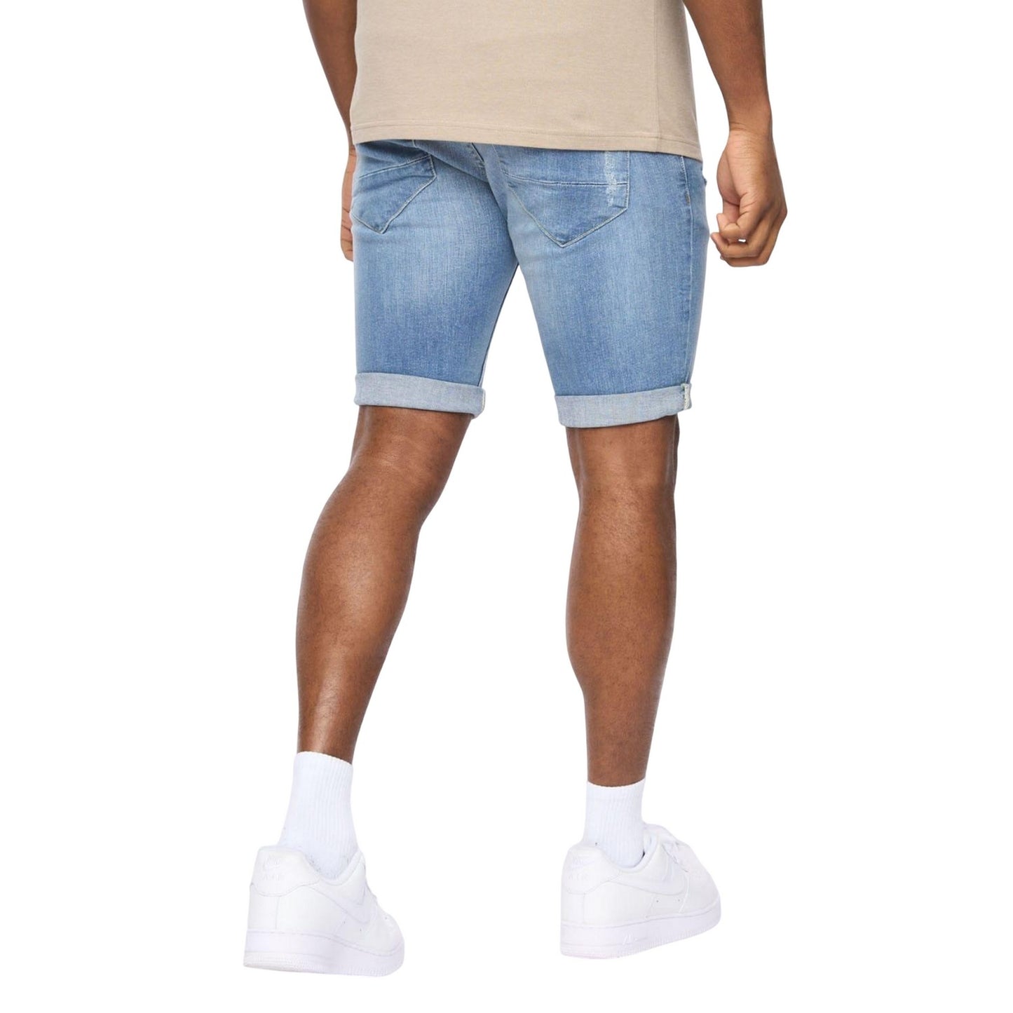 Light Blue - Back - Crosshatch Mens Riptrey Abraised Denim Scratch Shorts