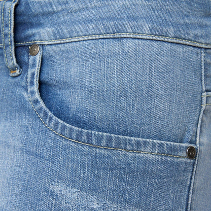 Light Blue - Side - Crosshatch Mens Riptrey Abraised Denim Scratch Shorts