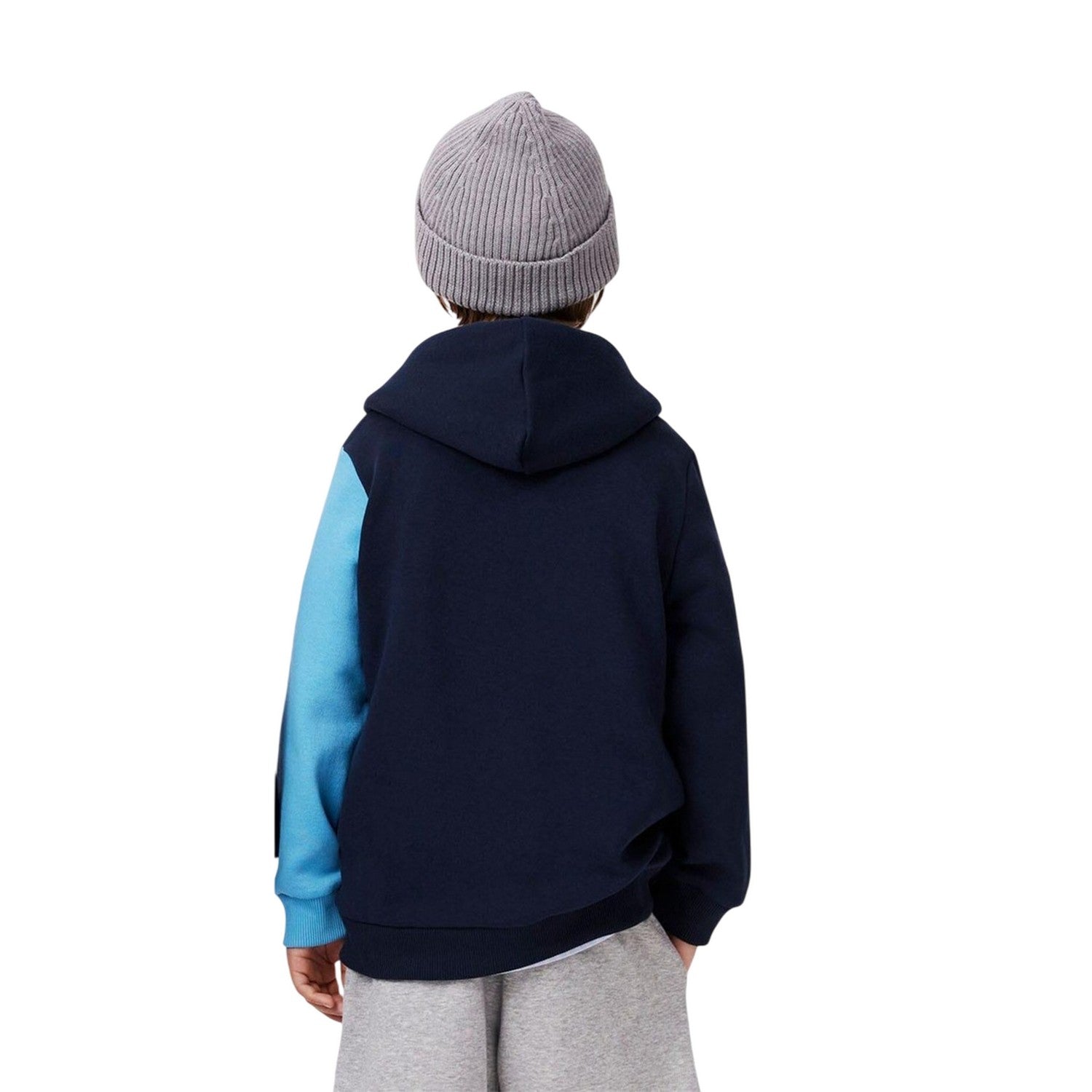 Navy Blue-Blue - Back - Lacoste Childrens-Kids Argyle Logo Hoodie