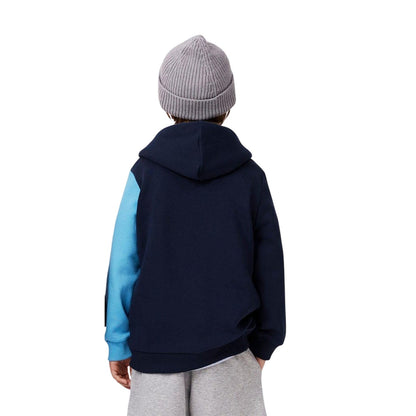 Navy Blue-Blue - Back - Lacoste Childrens-Kids Argyle Logo Hoodie
