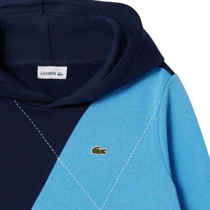 Navy Blue-Blue - Side - Lacoste Childrens-Kids Argyle Logo Hoodie