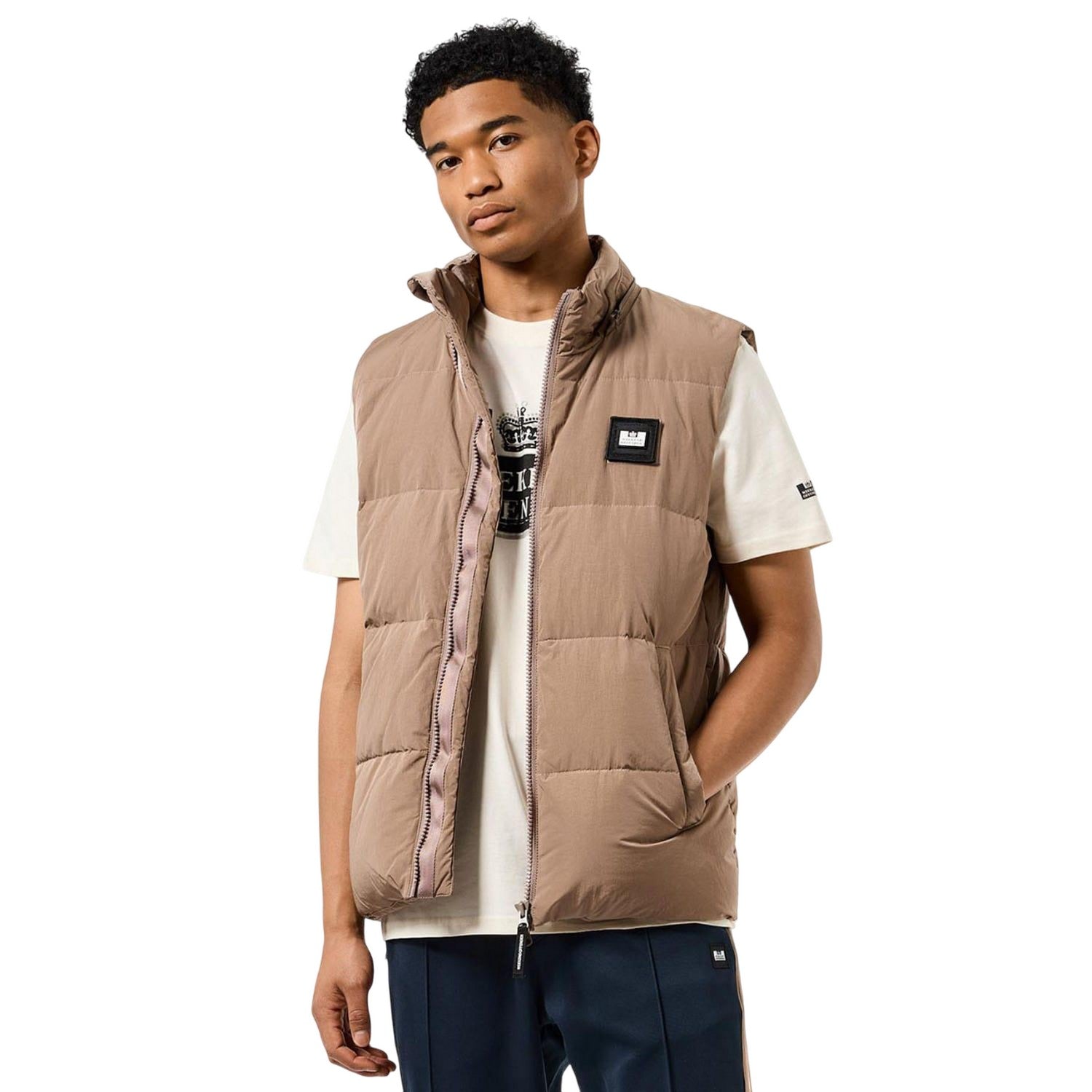 Brown - Close up - Weekend Offender Mens Gordini Down Gilet