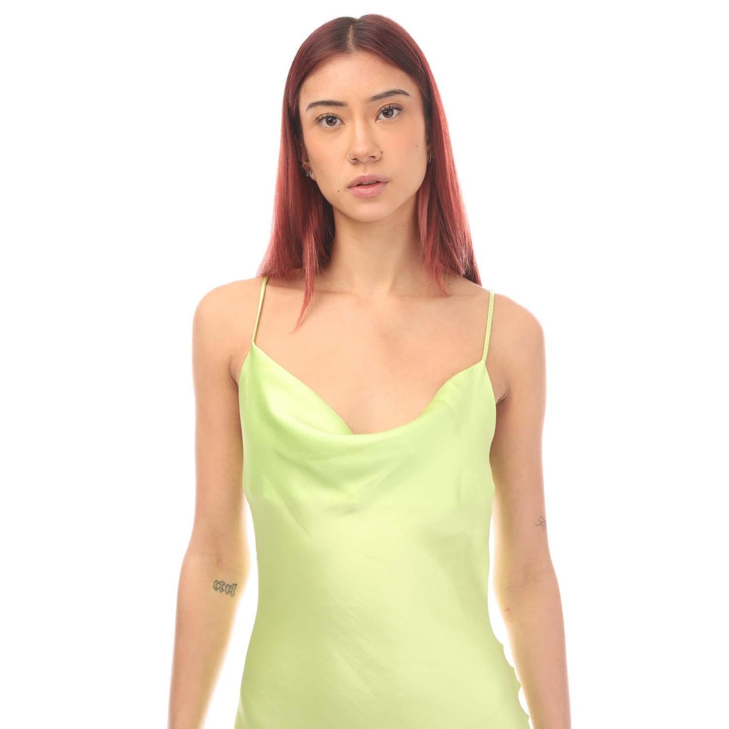 Green - Side - Boss Womens-Ladies C_Disos Cowl Neck Slip Dress