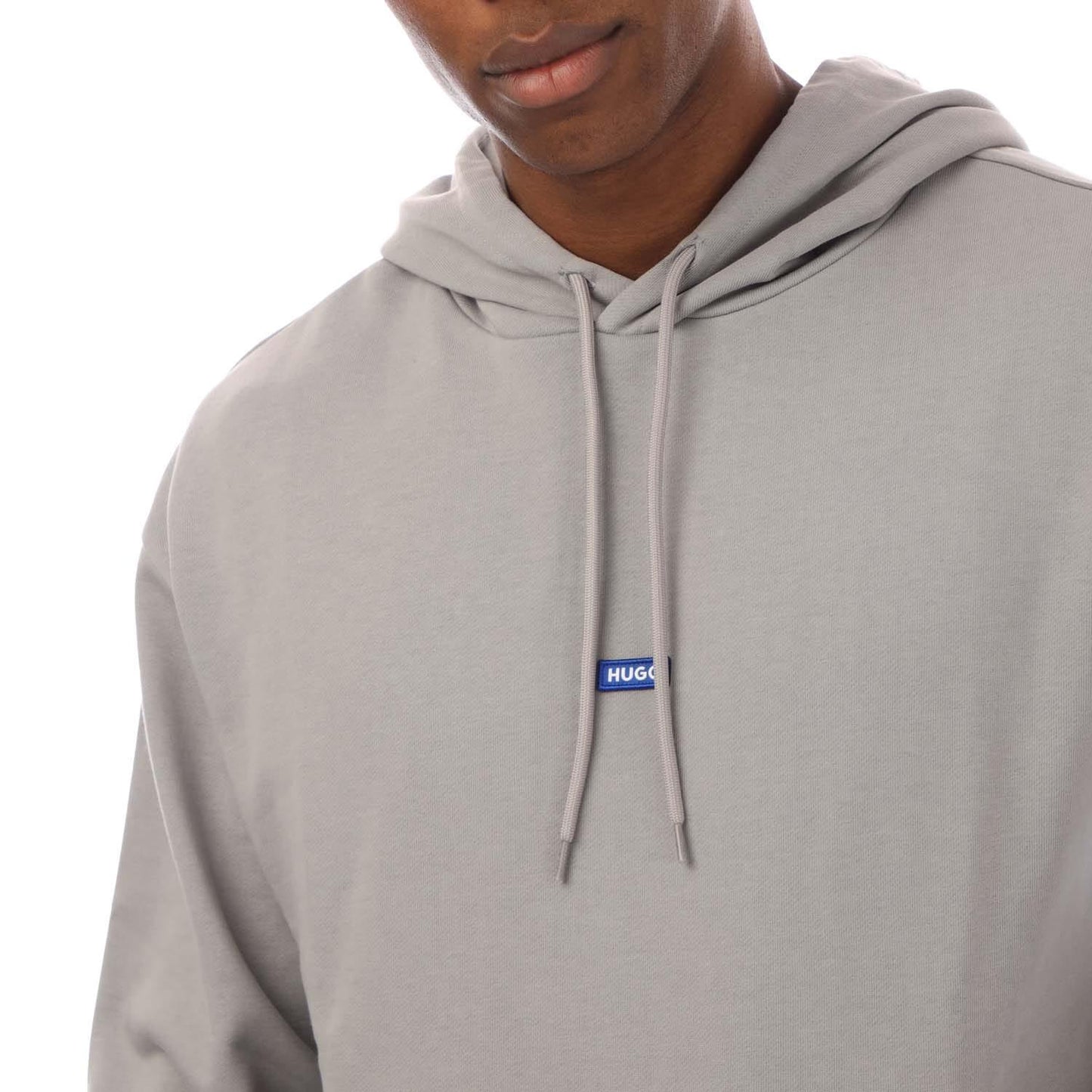 Grey - Side - Hugo Mens Nalonso Logo Hoodie