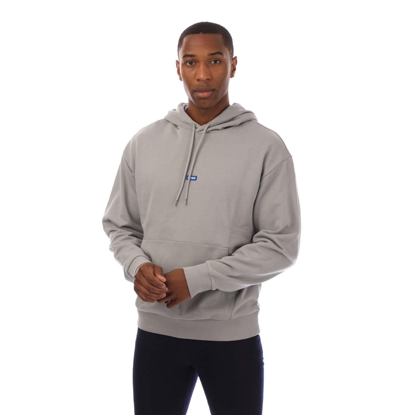 Grey - Front - Hugo Mens Nalonso Logo Hoodie