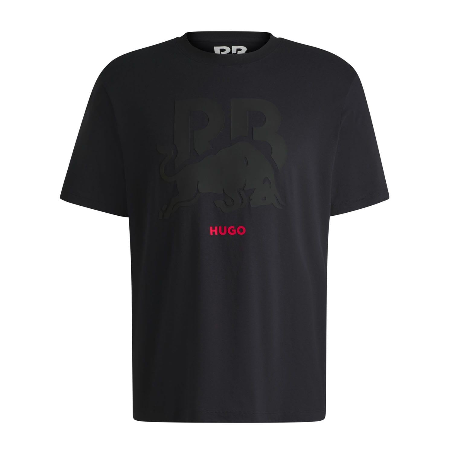 Black - Front - Hugo Mens Racing Bulls Logo T-Shirt