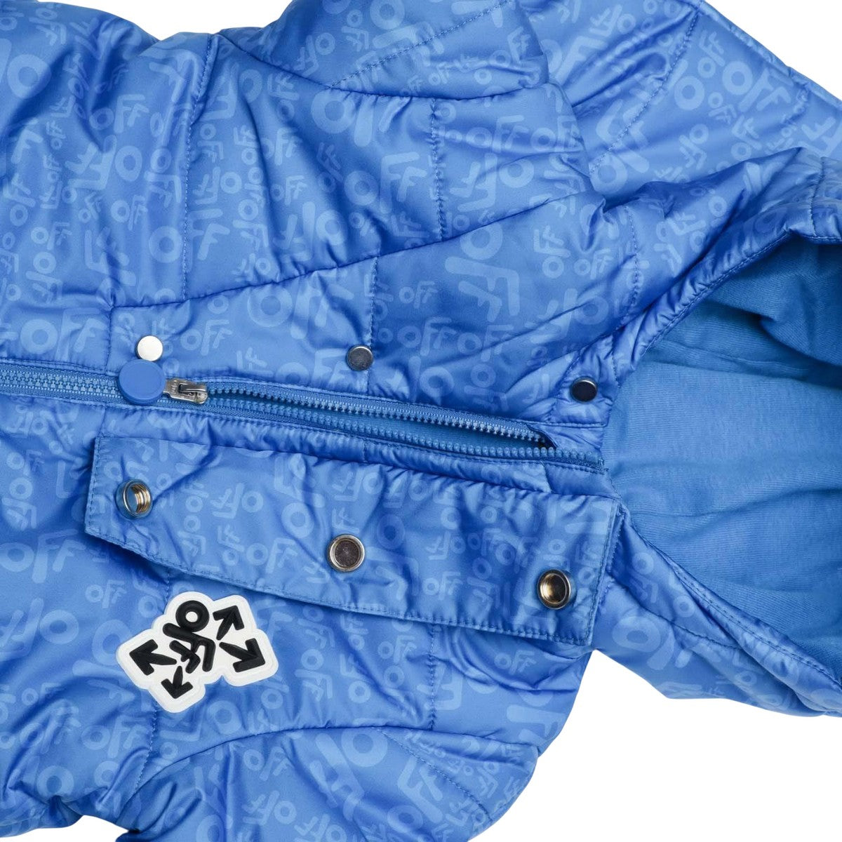 Blue - Side - Off White Baby All-Over Print Puffer Bodysuit