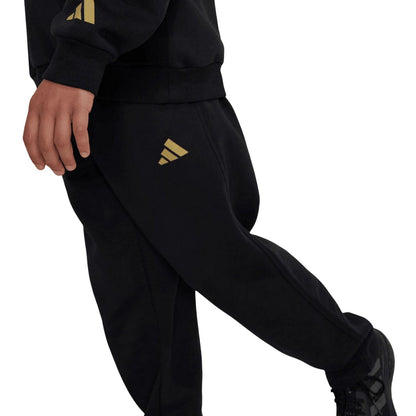 Black-Gold - Side - Adidas Childrens-Kids Lionel Messi Jogging Bottoms