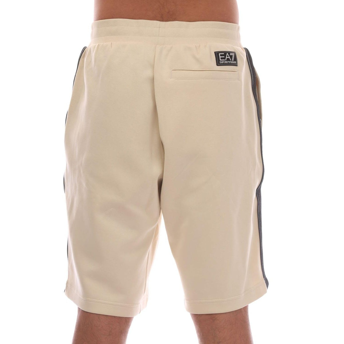 Beige - Back - Emporio Armani Mens Cotton Blend Logo Shorts