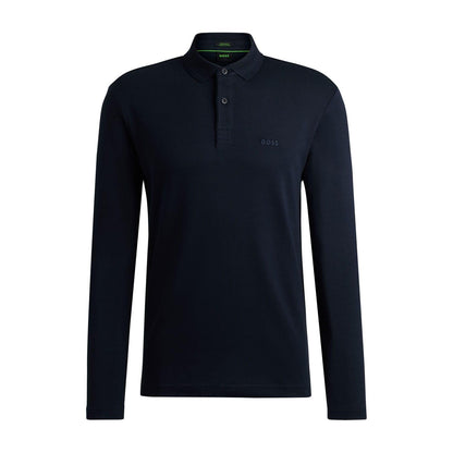 Dark Blue - Front - Boss Mens Pirol Long-Sleeved Polo Shirt