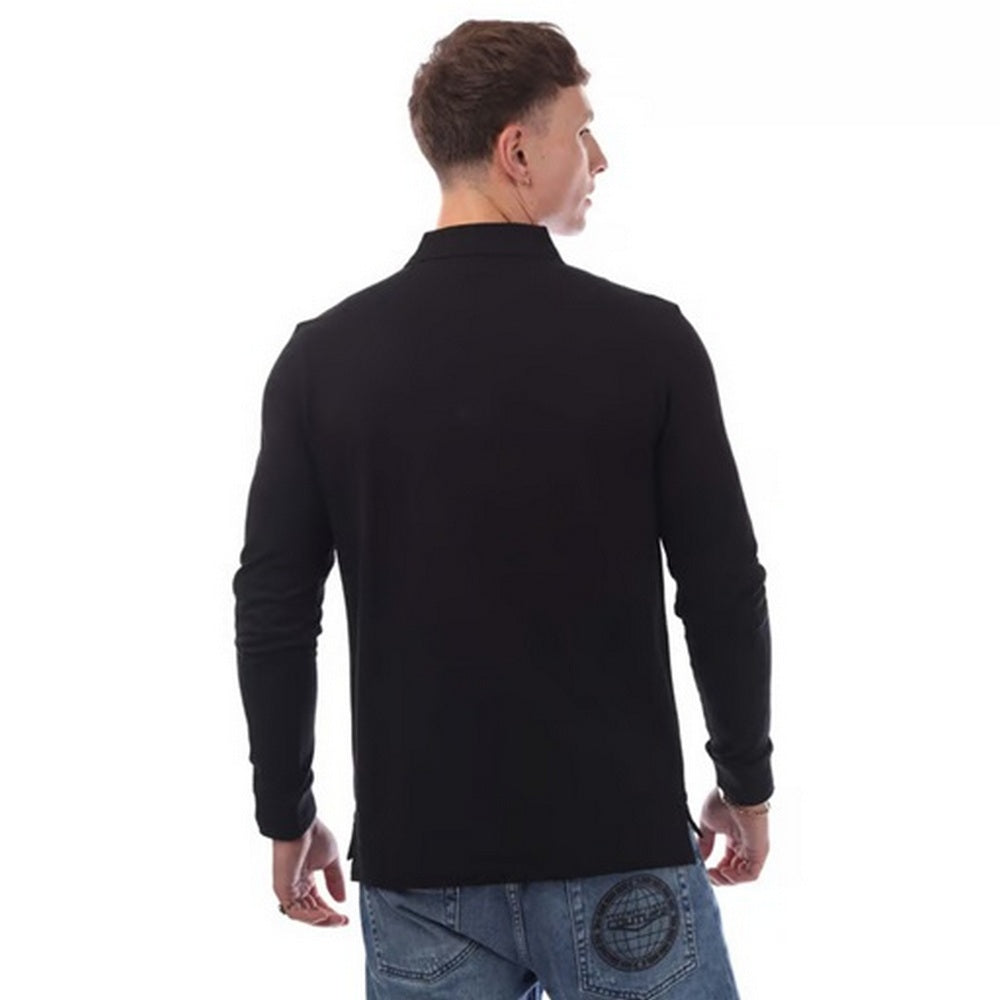Black - Back - Hugo Boss Mens Deresolo222 Long-Sleeved Polo Shirt