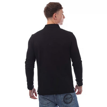 Black - Back - Hugo Boss Mens Deresolo222 Long-Sleeved Polo Shirt