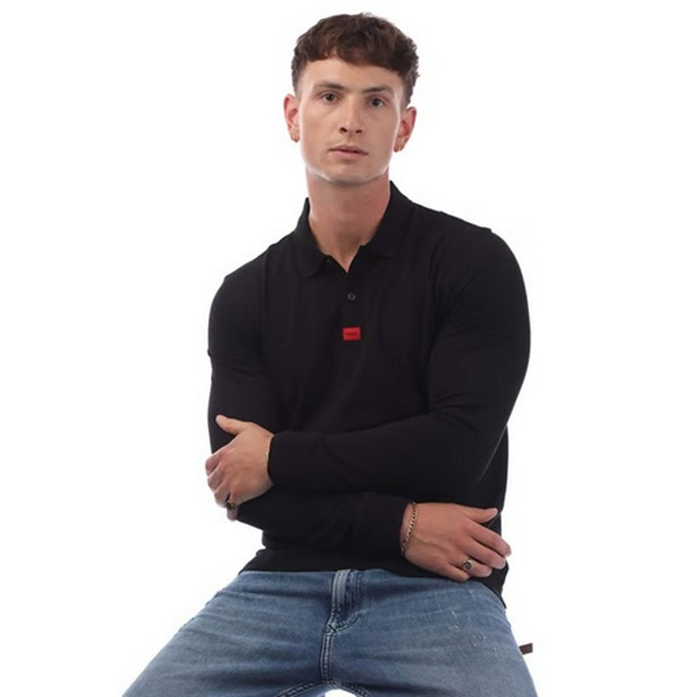 Black - Lifestyle - Hugo Boss Mens Deresolo222 Long-Sleeved Polo Shirt