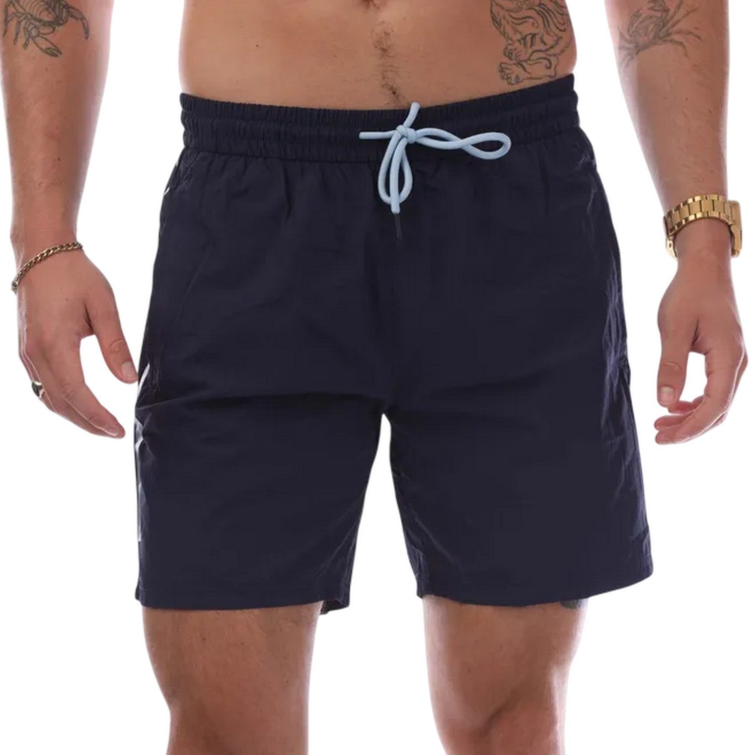 Navy - Front - Hugo Boss Mens Logo Swim Shorts