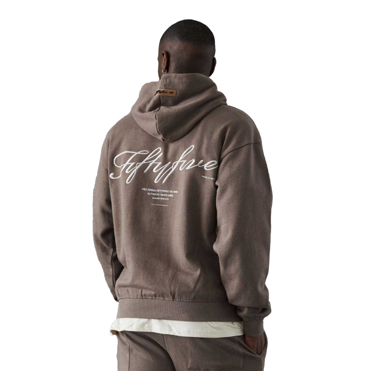 Brown - Back - Fiftyfive Mens Versus Logo Hoodie