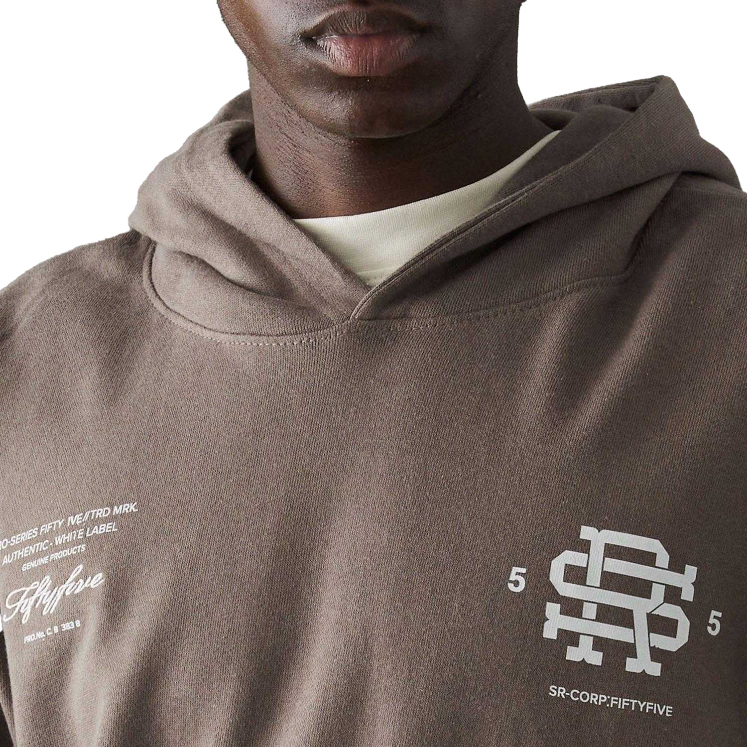 Brown - Side - Fiftyfive Mens Versus Logo Hoodie