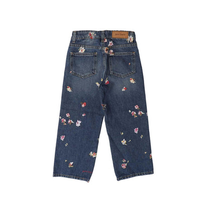 Blue-Red - Back - Palm Angels Childrens-Kids Floral Jeans