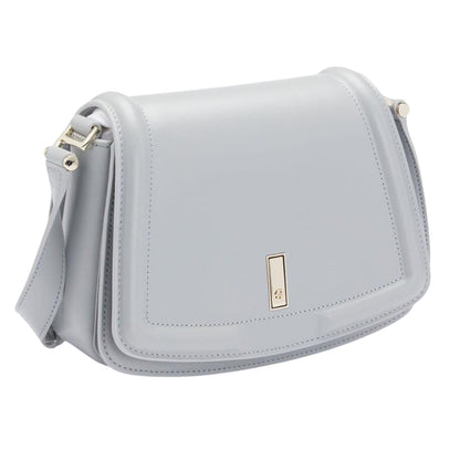 Grey - Side - Boss Saddle Leather Handbag