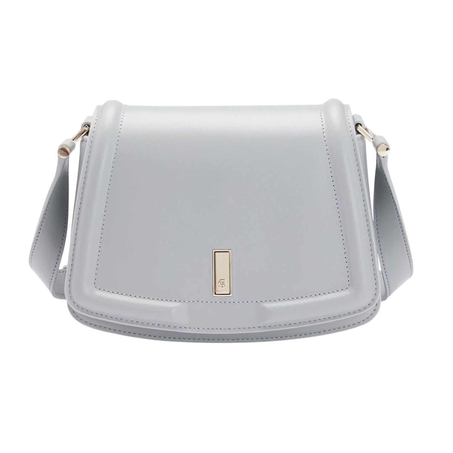 Grey - Front - Boss Saddle Leather Handbag